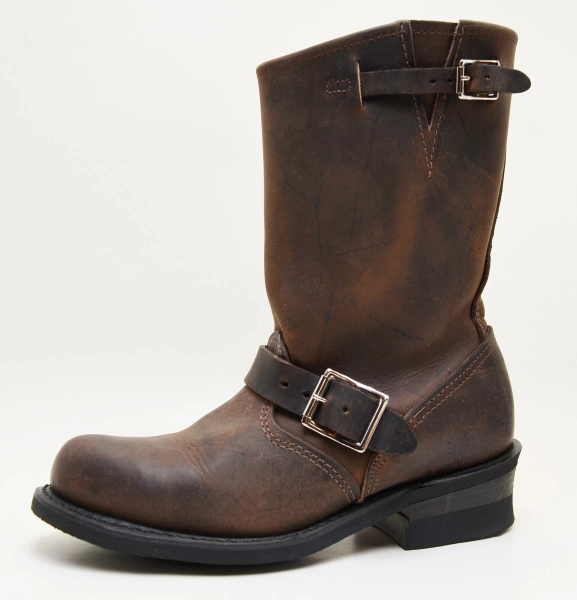 Brown leather 2025 motorcycle boots