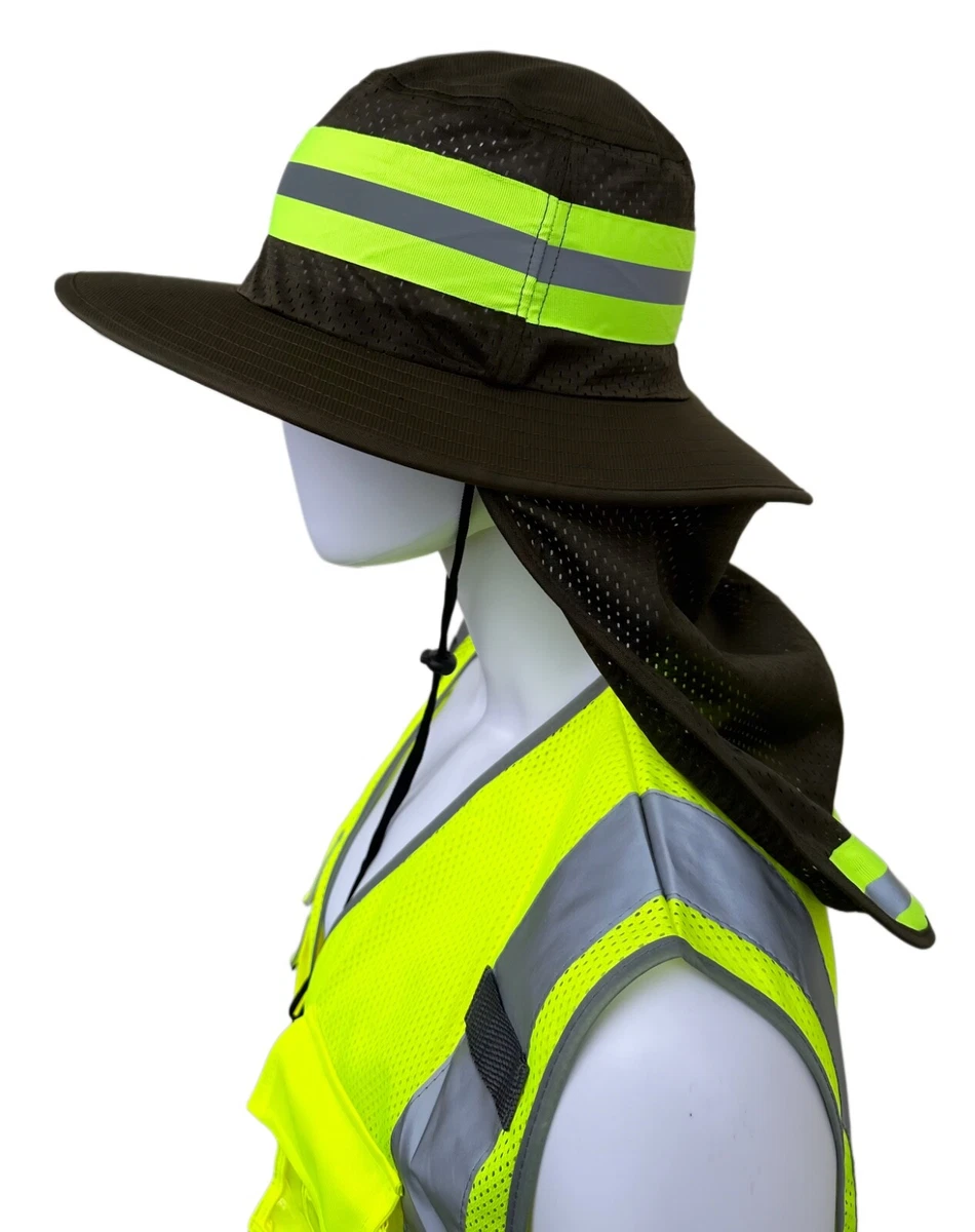 Cappello Boonie Alta Visibilità Neon | Riflettente Con Tesa Larga E Rete | Protezione Solare UV | Taglia Unica - 2