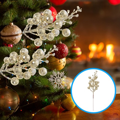 10Pcs Artificial Berry Stems Glitter Fake Berry Branch for Xmas Tree Wreath - Picture 4 of 12