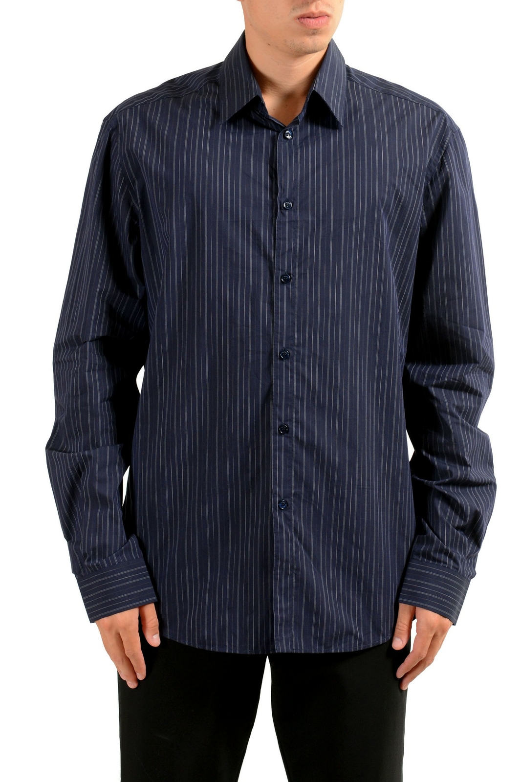 Мужская рубашка с длинным рукавом в синюю полоску от Versace 40690₽