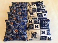 UNIVERSITY OF MEMPHIS CORNHOLE BEAN BAGS TAILGATE TOSS GAME SET OF 8 TIGERS NAVY
