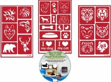 Domestic  Wild Animal Stencils, Reusable - 3 Pack Dog, Cat, Deer, Elk, Wild Cat