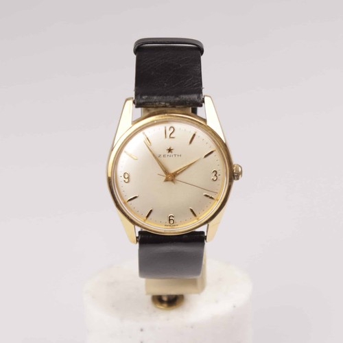 Zenit Uhr am Lederband 1950er Jahre Gold plated Handaufzug
