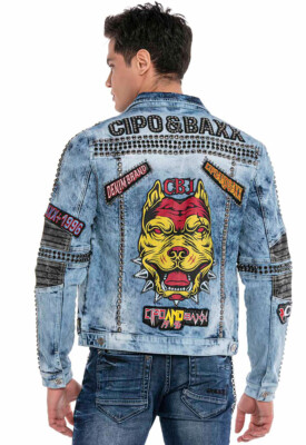 Cipo & Baxx BOXER Jeans Jacket Denim Biker Blue CJ263 all Sizes
