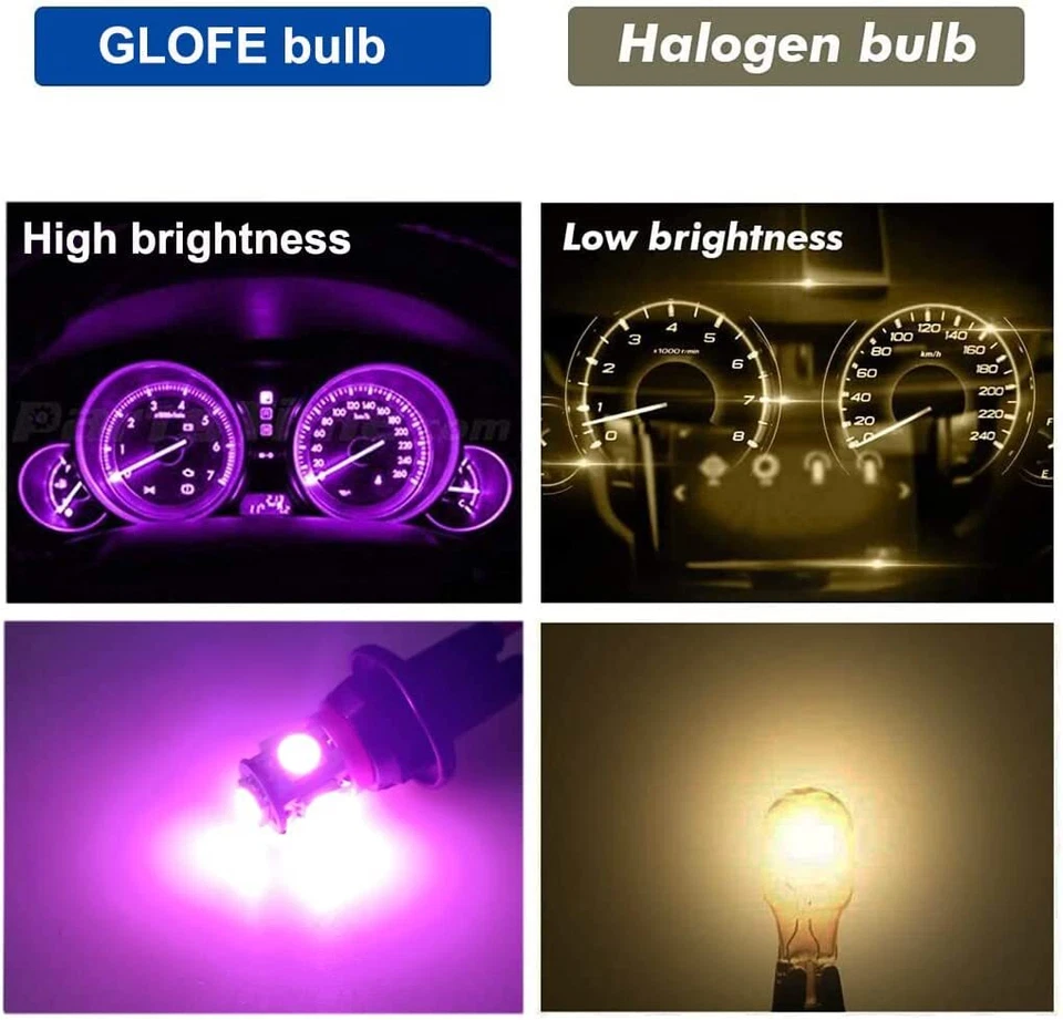 10X Rosa/Púrpura T10 194 Bombillas LED Medidor de Instrumentos Panel Luz de Tablero con Enchufes Foto 3 de 4