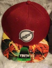 Hat Cap DC Comics Flash Logo Snapback Youth Super Hero Kids Black and Red- New