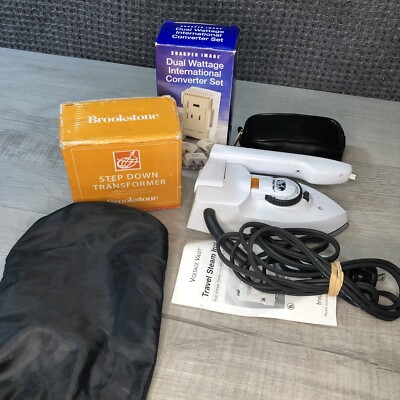 Brookstone Step Down Voltage Converter, Sharper Image Converter, Travel Iron Set