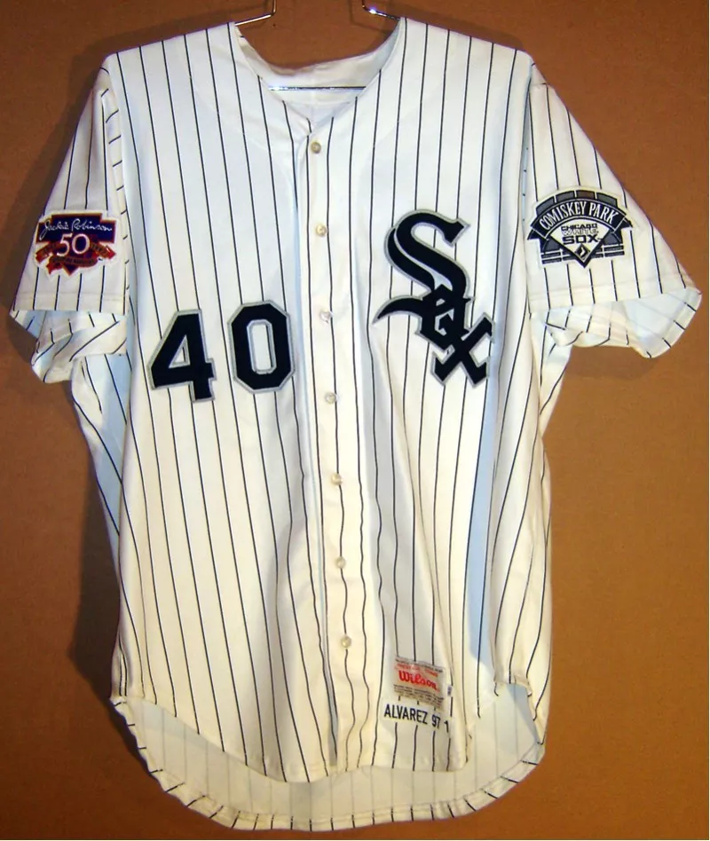 CHICAGO WHITE SOX White Pinstripe #40 WILSON ALVAREZ GAME WORN MLB