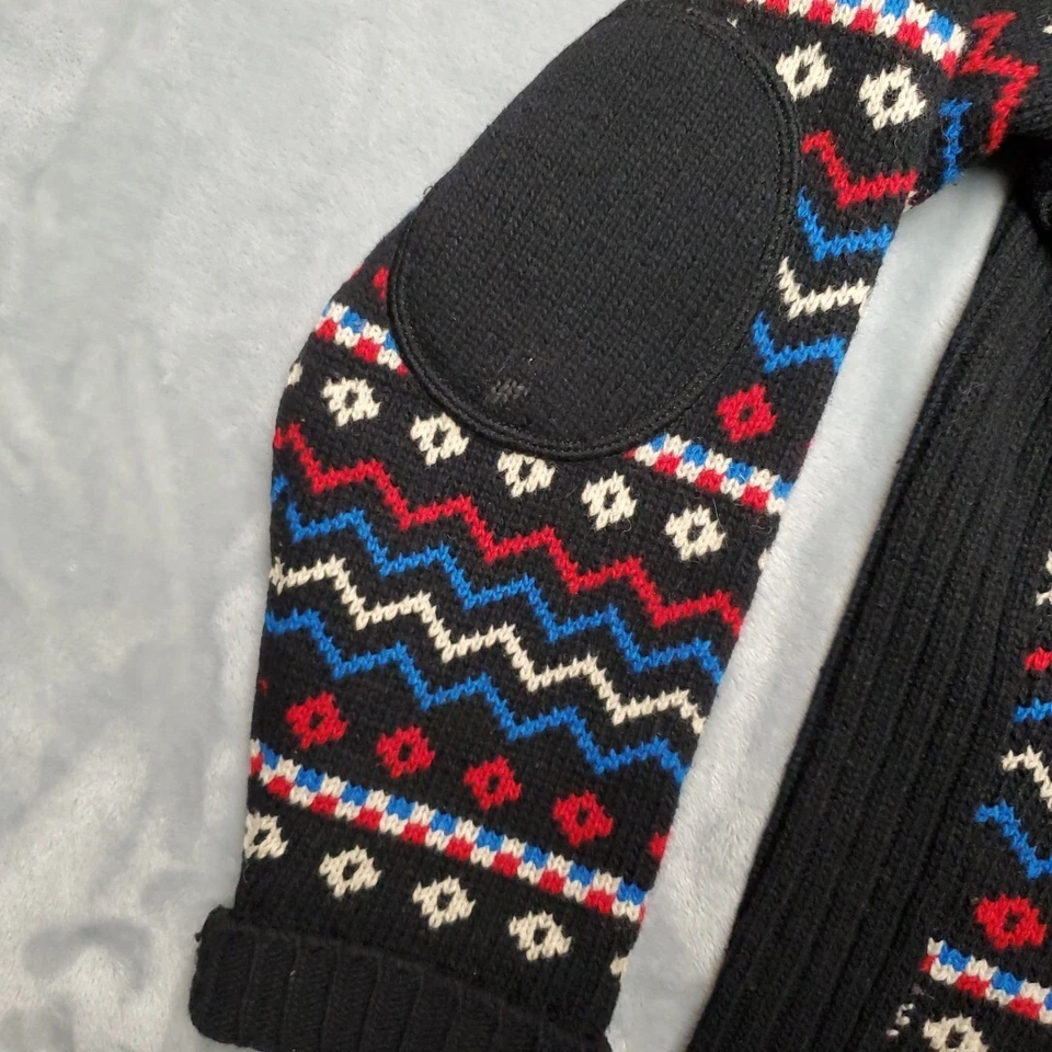 Suéter de lana vintage para mujer grande negro 90 % lana de cordero Fair Isle nórdico geométrico Foto 2 de 4