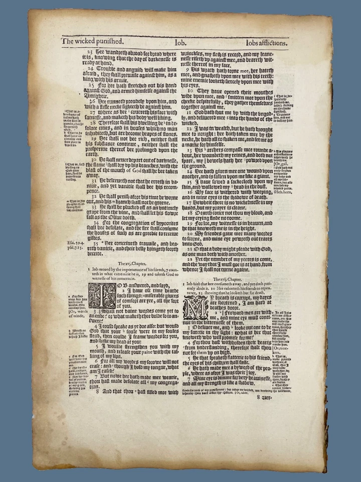 1595 Bishops' Bible Page - An Old Testament Leaf - Select Your Passage - Image 3 of 4