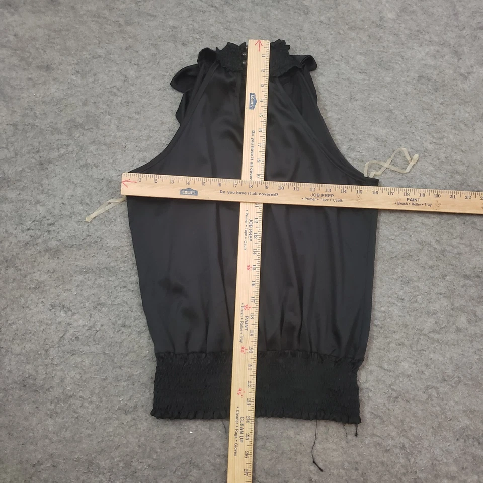 Camisa de alta costura Romeo Juliet para mujer mediana negra sin mangas con volantes informal damas Foto 4 de 4