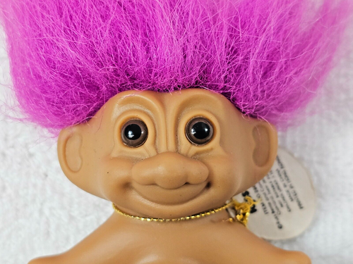 VTG Troll Doll 3" Russ Lucky Bingo Lottery Purple Hair w/Pot of Gold Tag 1990's - Picture 5 of 8