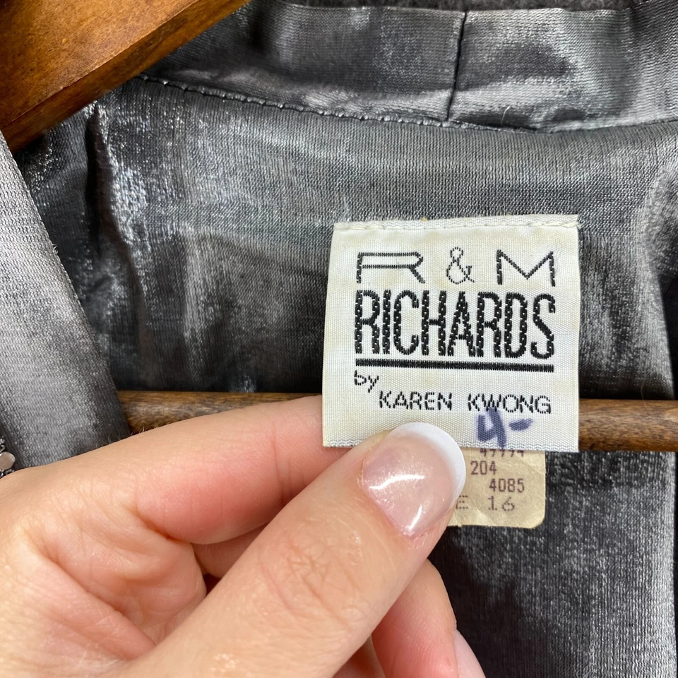 R&M Richards Blazer Women 16 Gray Long Sleeve Open Front Metallic Classic Fit - Image 3 of 4