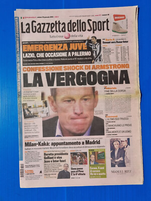 GAZZETTA DELLO SPORT 19. Januar 2013 LANCE ARMSTRONG-JUVENTUS-VUCINIC-MILAN-KAKA