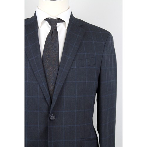 Kenneth Cole Reaction Mens 2-pc Suit 40R/31Wx32L Slim fit Navy Plaid E05697 - Picture 4 of 12