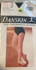 2 Danskin Girl's Footed Tights Small 4-6 Black DuraSoft 100 Nylon Style 58