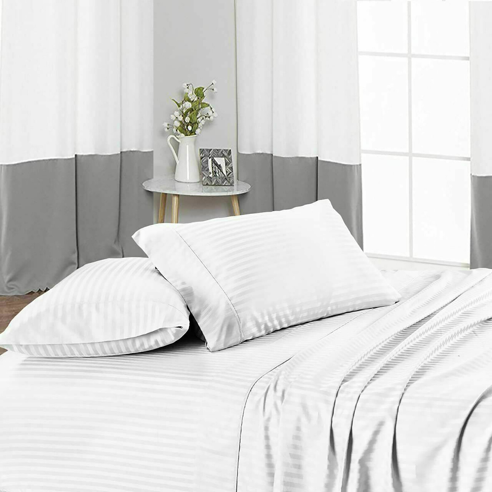 Queen Size Bedding Sheets Egyptian Cotton 1000 - 1200 Thread Count Stripe Colors