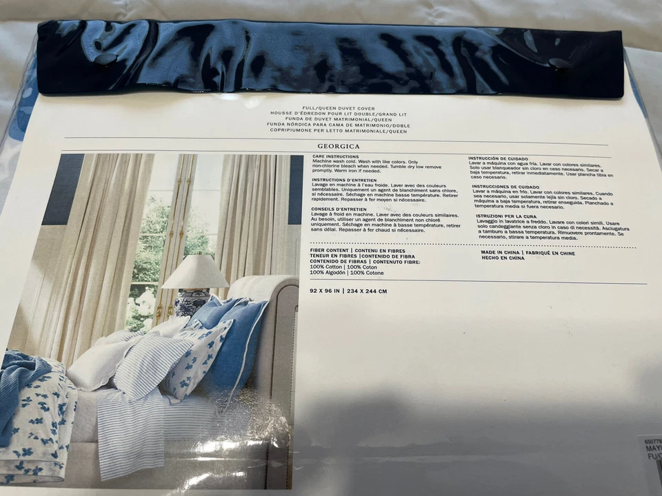 Sábanas RALPH LAUREN Georgica Maylen Azul Floral COMPLETO/QUEEN EDREDÓN $355 NUEVO Foto 4 de 4