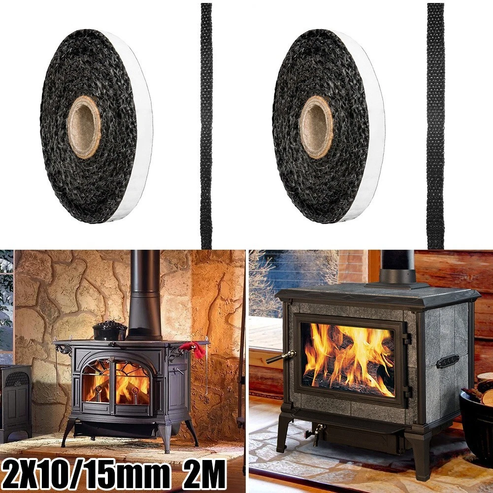 2M-Self Adhesive Woodburning Stove Rope Glass Seal Flat Tape Fire Gasket |  eBay