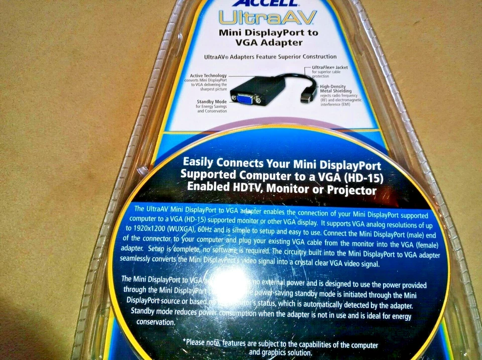 ACCELL UltraAV Mini Port  Adaptor VGA  to  HD-15 - Image 4 of 4