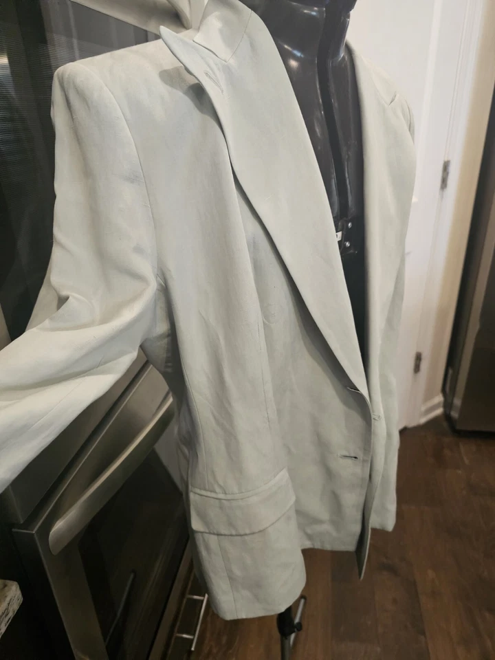 Blazer grande de lino verde menta Ralph Lauren para dama Foto 2 de 4