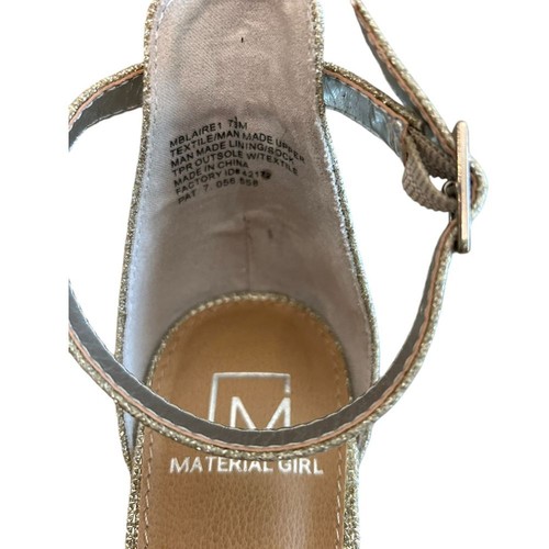 Material Girl Glittery Gold Ankle Strap Sandals Rhinestone Embellished Heels 7.5 - Picture 6 of 7