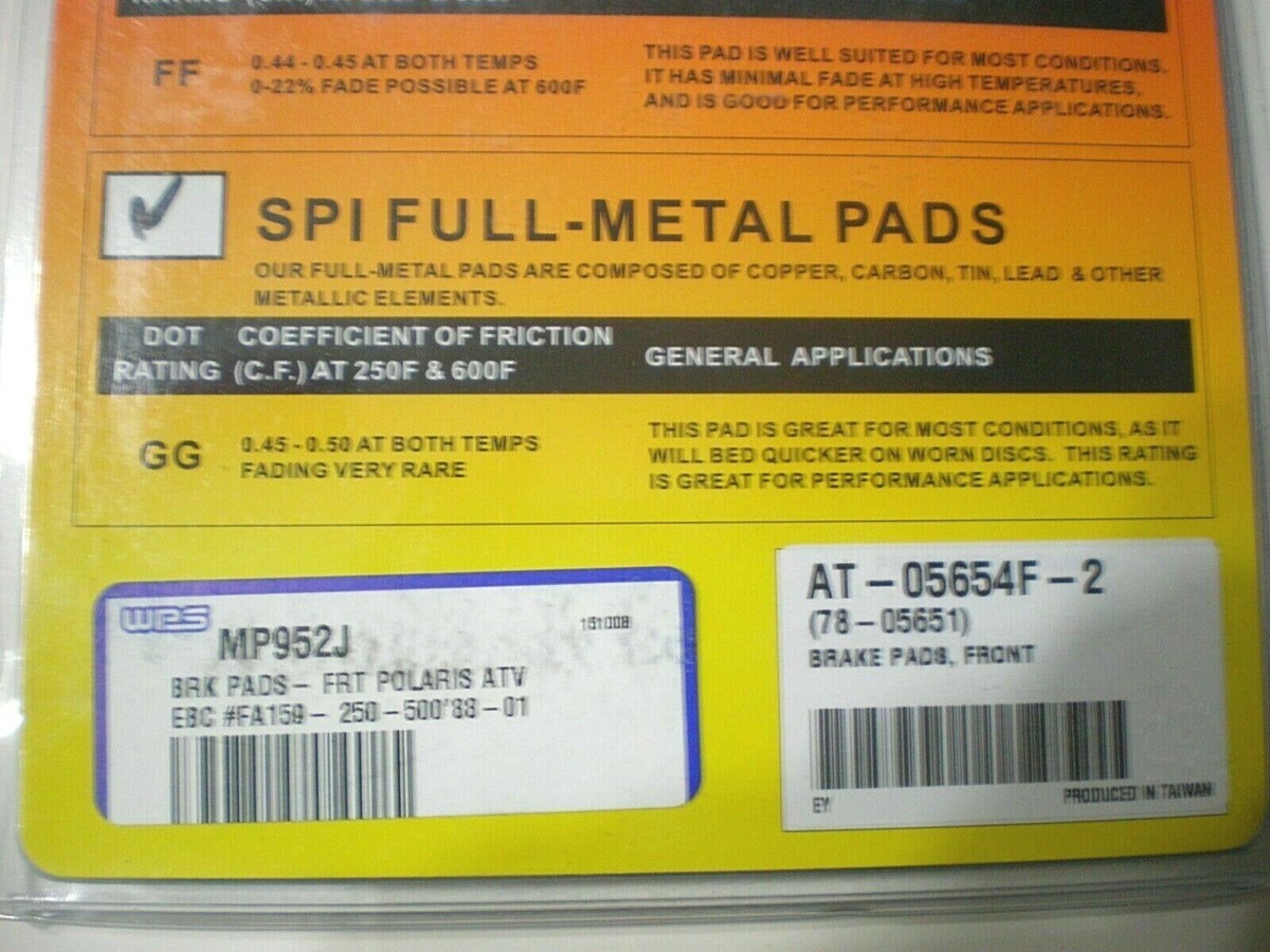 SPI EBC FA159 NOS Full Metal Performance Brake Pads MP952J 88-01