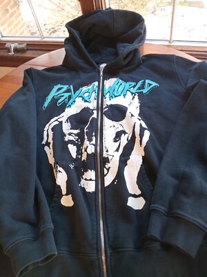 Skepta x Psychworld Graphic Print Skull Logo Zip Hoodie Men s Size Large