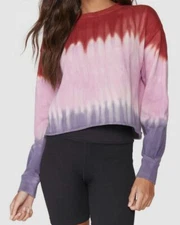 $108 Spiritual Gangster Women Pink Mazzy Heart Sky Printed Crewneck Sweater S