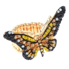 Gold Tone Stretch Butterfly Ring with Rhinestone R1032-GBRN