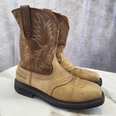 Ariat Sierra 10'' Square Toe Western Work Boots Men's Size 10 EE Wheat/Tan