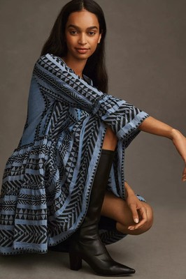 NWT Devotion Twins Ella Tunic in Navy Off-White A-line Tiered Mini Dress M
