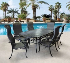 Wyndermere 7pc Oval Dining Set Outdoor Aluminum Patio Furniture Sunbrella
