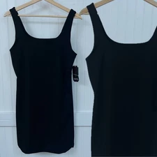 No Boundaries Bodycon Mini Dress Black Sleeveless Scoop Neck Stretch Knit LBD