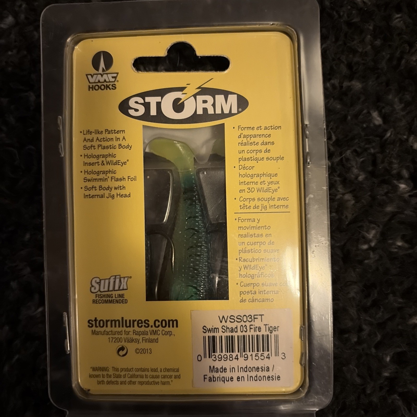 Storm Fishing Lure WSS03FT WildEye Swim Shad 3" Shad 3" 1/4 oz Firetiger