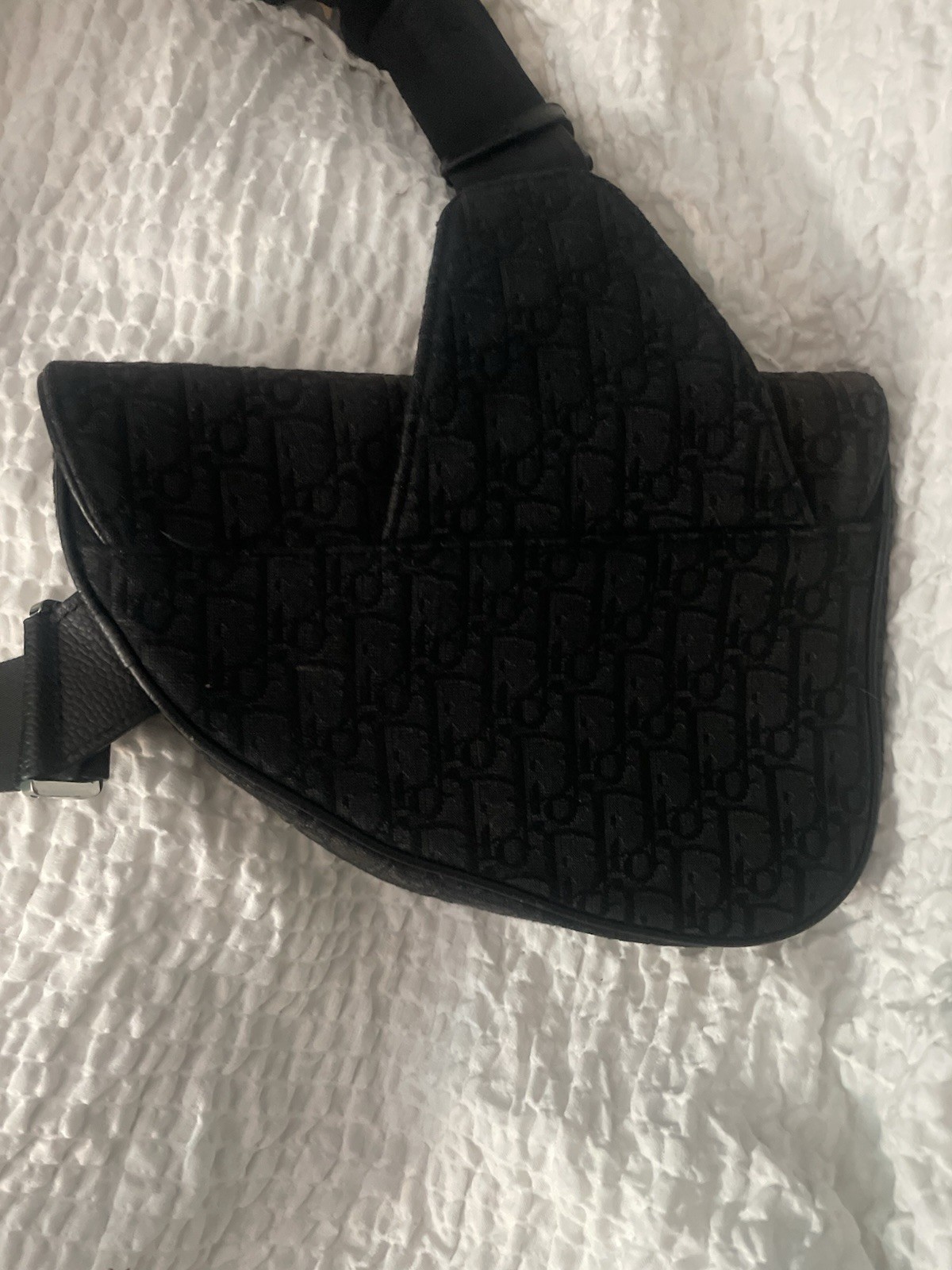 Dior Black Oblique Jacquard Canvas Saddle Bag