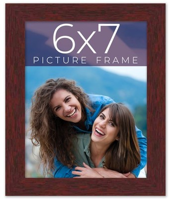 6x7 Frame Brown Solid Wood Picture Frame Width 0.75 Inches | Interior Frame Dept