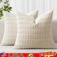 Boho Stripe Corduroy Throw Pillow Covers Soft Decorative Cushion Case Set New