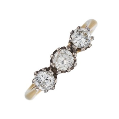 Ein 18k Gold Ring mit natürlichem Diamant Dreistein, 0,60ct