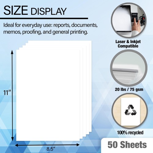 50 FOGLI 8,5" x 11" carta bianca multiuso fax stampa laser e generale nuovi - Foto 2 di 8