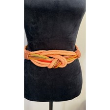 Vtg Ginnie Johansen Designs Inc Orange Woven Rope Knot Belt eclectic Art to wear