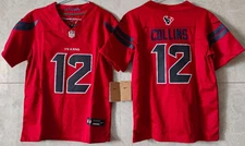 ​​Tariffs​ Free~ YOUTH'S Nico Collins #12 Texans FUSE Red Sewn Stitched Jersey.