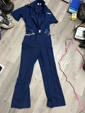 Vintage Bill Parry Disco Jumpsuit - Blue - Small Abt 60 In Length
