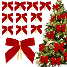 28PCS Red Velvet Bows for Christmas Tree,Velvet Ribbon