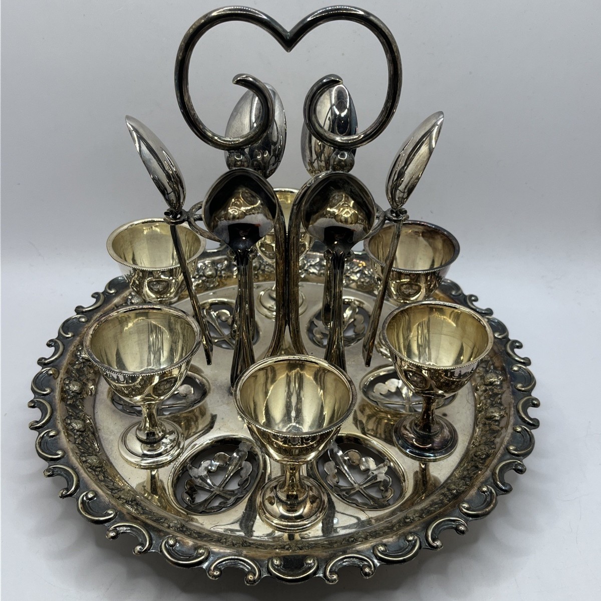 Vtg Antique 1900s Silver Plated EPNS Sheffield England 6 Egg
