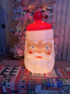 Vintage Blow Mold Santa Cookie Jar General Foam New Old Stock 12  inch LIGHTED