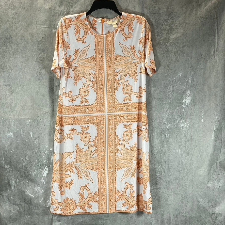 MICHAEL MICHAEL KORS Mini Abito Donna Nettarina Stampa Sciarpa Girocollo TG L