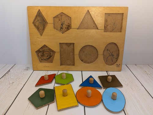 Vtg Didago 8 Shapes Wooden Puzzle Made In Belgium 7.5x11.25 - Picture 2 of 12
