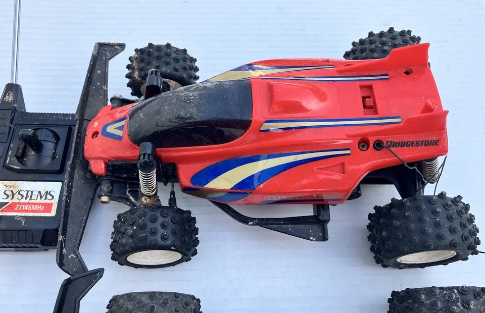 Vintage Nikko RC Car Turbo-Aero Remote Control #16 Red White Lot of 2 For Parts - Image 4 of 4