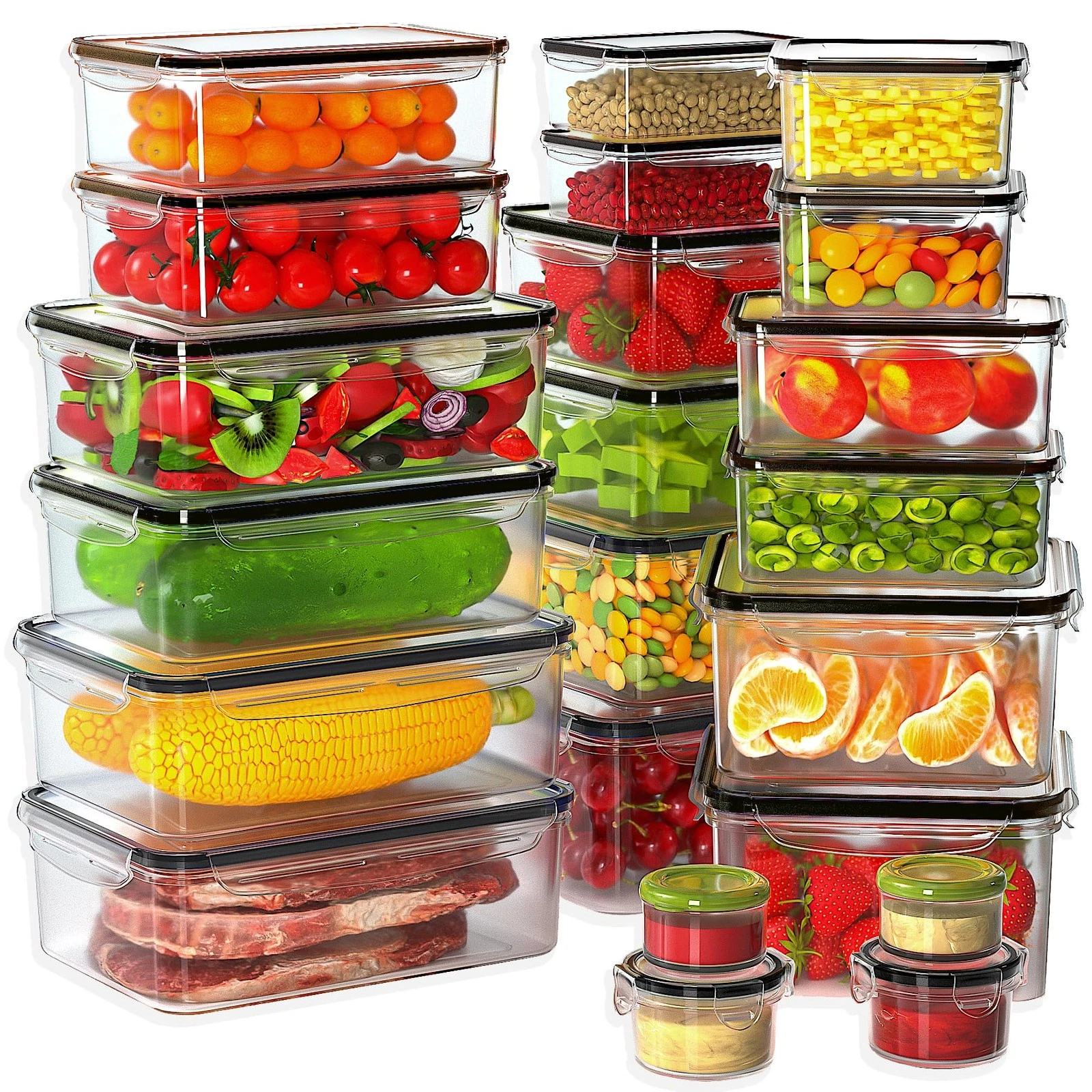 44 PCS Plastic Food Storage Containers with Lids Airtight, BPA-Free Leakproof...
